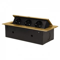 Vgradna (potopna) vtičnica / 3 EU vtičnice / 3x 16A / 230V / ohišje medeninaste barve