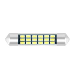LED sijalka SJ / avto žarnica C5W, C21W, SV7-8, S8.5, SV8, SV8.5-8 / sofitna / cevna / Hladno bela / 18 LED / 3014 / 3W = 30W / 12V / 42mm / Canbus / POLARITETA NI POMEMBNA