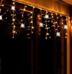 LED svetlobna BOŽIČNO novoletna zavesa 500 LED lučk TOPLO BELA + 5% utripajočih HLADNO BELIH lučk / 20m / 230V