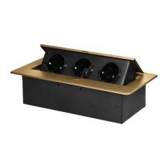 Vgradna potopna vtičnica / 3 EU vtičnice / 3x 16A / 230V / ohišje zlate barve
