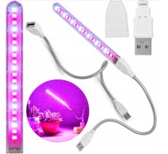 Grow LED luč / za spodbujanje rasti / 21 LED rdeče/modre / 3W/m / USB priklop / z gibljivim vratom