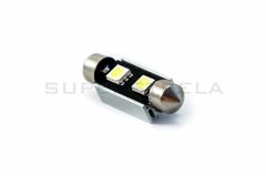 LED sijalka SJ / žarnica C5W, C21W, SV7-8, S8.5, SV8, SV8.5-8 / sofitna / cevna / Hladno bela / 2 LED / 5050 / 0,48W = 2,66W / 12V / Canbus / 31mm
