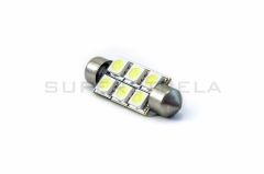 LED sijalka SJ / žarnica C5W, C21W, SV7-8, S8.5, SV8, SV8.5-8 / sofitna / cevna / Modra / 6 LED / 5050 / 1,44W = 5,5W / 12V / 37mm
