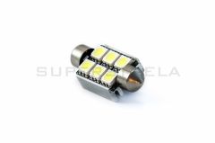 LED sijalka SJ / žarnica C5W, C21W, SV7-8, S8.5, SV8, SV8.5-8 / sofitna / cevna / Hladno bela / 6 LED / 5050 / 1,44W = 8W / 12V / Canbus / z uporom / 39mm