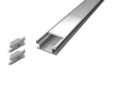 Aluminijasti vgradni / POHODNI eloksiran LED profil 2 metra / pokrov s strani / komplet / 19,6 x 8,2mm