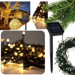 Solarne božične lučke z 200 LED diodami in toplo belo svetlobo 
