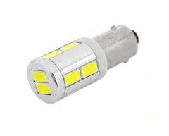 LED sijalka Ba9S / žarnica H6W / Hladno bela / 10 LED / 5630 / 3,3W = 18W / 12V / canbus / z uporom