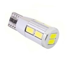 Avto LED sijalka T10 z lečo / žarnica W2.1X9.5D, w5w, 194 / Hladno bela / 10 LED / 5630 / 3,3W = 18W / 12V / canbus / z uporom