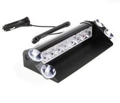 Stroboskopska opozorilna LED luč za vetrobransko steklo / Modra / 8 LED / 8x1W / DC 12V- 24V