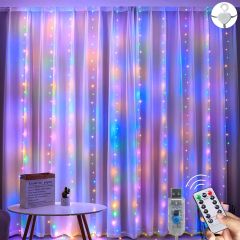 LED svetlobna zavesa novoletne micro lučke 300 LED / 3x3m RGB USB + daljinec