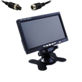 Barvni vgradni in nadgradni TFT LCD  avto zaslon 7 inčev za kamero za vzvratno vožnjo (12 in 24V)  / 4-pin priklop / s stojalom