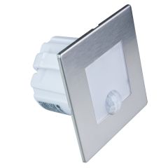 Vgradna stenska stopniščna svetilka s PIR senzorjem / srebrna brušena / IP20 / Nevtralno bela / 1,2W / AC230V