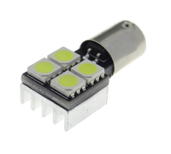 LED sijalka Bax9S / žarnica H6W / Hladno bela / 4 LED / 5050 / 0,98W = 5,32W / 12V / Canbus / z uporom