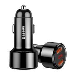 BASEUS Magic Series avtomobilski adapter 2x USB QC3.0 6A, črna