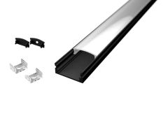 ALU nadgradni ELOKSIRAN profil za LED trak / 1m / na klik / komplet / 17,1 x 8mm / ČRN