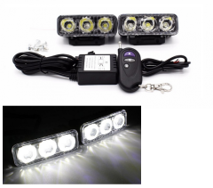 LED dnevne luči / DRL / funkcija stroboskopa / 2x 9W / DC12V / Hladno bela / z RF daljincem
