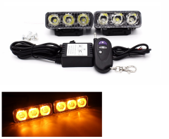 LED dnevne luči / DRL / funkcija stroboskopa / 2x 9W / DC12V / Oranžna / z RF daljincem