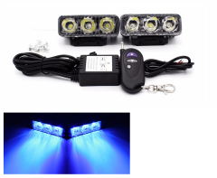 LED dnevne luči / DRL / funkcija stroboskopa / 2x 9W / DC12V / Modra / z RF daljincem