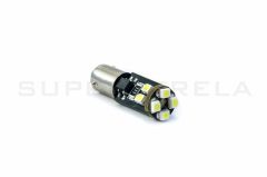 LED sijalka Bax9S / žarnica H6W / Hladno bela / 8 LED / 3528 / 0,64W = 4,64W / 12V / Canbus / z uporom