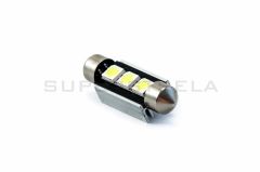 LED sijalka SJ / žarnica C5W, C21W, SV7-8, S8.5, SV8, SV8.5-8 / sofitna / cevna / Hladno bela / 3 LED / 5050 / 0,72W = 4W / 12V / Canbus / 39mm
