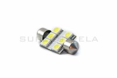 LED sijalka SJ / žarnica C5W, C21W, SV7-8, S8.5, SV8, SV8.5-8 / sofitna / cevna / Hladno bela / 6 LED / 5050 / 1,44W = 8W / 12V / 36mm