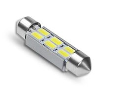 LED sijalka SJ / žarnica C5W, C21W, SV7-8, S8.5, SV8, SV8.5-8 / sofitna / cevna / Hladno bela / 6 LED / 5630 / 2W = 11W / 12V / Canbus / z uporom / 42mm 1