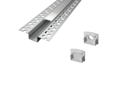 Vgradni ALU profil za LED trak / 2m / ZA MAVČNE PLOŠČE / pokrov na klik / mlečen pokrov / 57,3 x 13,1mm 1