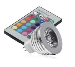 MR16 LED sijalka / MR16 LED žarnica / RGB večbarvna / 3 LED / High Power / 3 x 1W = 36W / DC12V 