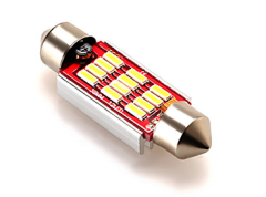 LED sijalka SJ / žarnica C5W, C21W, SV7-8, S8.5, SV8, SV8.5-8 / sofitna / cevna / Hladno bela / 12 LED / 4014 / 1,8W = 12W / 12V / Canbus / z uporom / 39mm