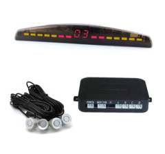 4-točkovni parkirni senzorji z zvočnim opozorilom in digitalnim mini zaslonom (M309) / Srebrne barve