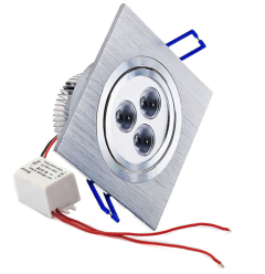 Gibljiva štirioglata vgradna stropna LED svetilka / Toplo bela / 3 LED / High Power - CREE / 3W = 30W / 230V