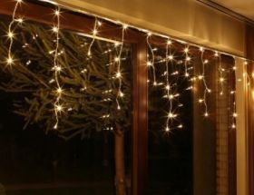 LED svetlobna BOŽIČNO novoletna zavesa 100 LED lučk / 4m / TOPLO BELA + 5% BELE / 230V