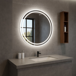 Okroglo LED ogledalo za kopalnico – osvetljeno, ogrevano in na dotik | SuperStrela.com Okroglo LED kopalniško ogledalo – osvetljeno in ogrevano, z upravljanjem na dotik ter funkcijo proti rosenju – SuperStrela.com