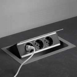 Potopna vgradna vtičnica za kuhinjski pult – dve schuko vtičnici in USB polnilnik